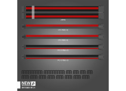 1StPlayer Steampunk Power Extension Cables Black-Red-Gray