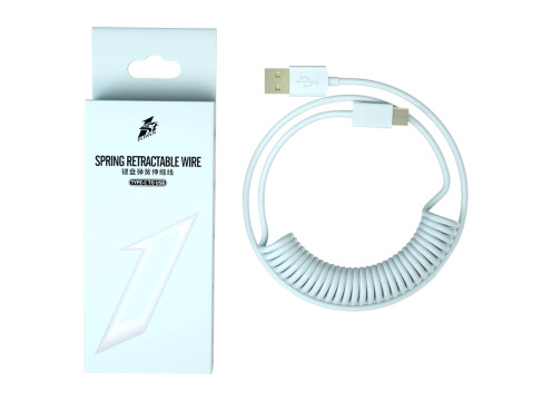 1StPlayer USB-A to USB-C Spring up to 2.5m Cable Sky Blue