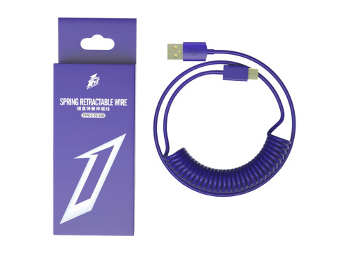 1StPlayer USB-A to USB-C Spring up to 2.5m Cable Purple Blue