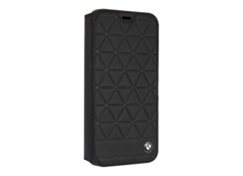 CG Mobile IPhone XR BMW EMBOSSED HEXAGON Real Leather Booktype Case - Black