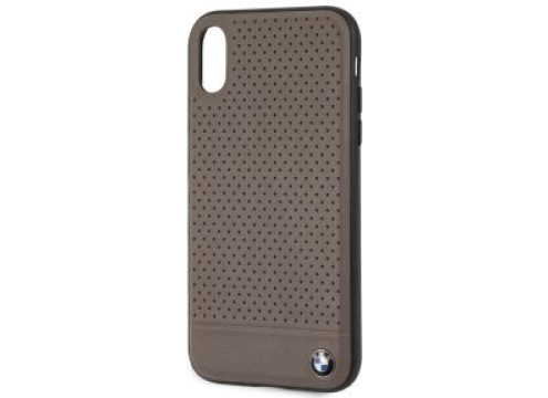 CG Mobile IPhone XS MAX BMW SIGNATURE Perforated Leather TPU/PC Case Horiz Smooth Brown