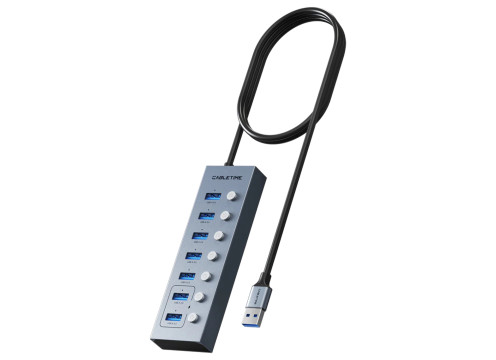 CABLETIME USB-A to 7-Ports USB-A 3.0 (USB-C Power) HUB