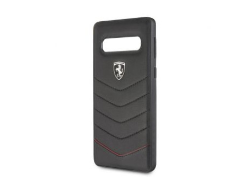 CG Mobile Galaxy S10 Ferrari Logo HERITAGE QUILTED Leather Hard Case - Black