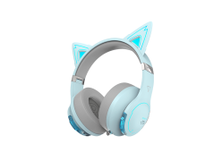 אוזניות קשת אלחוטיות מבית המותג אדיפייר עם מיקרופון מובנה לגיימינג בצבע כחול גרסת חתול Edifier G5BT Low Latency Gaming Headphones with NC 40mm