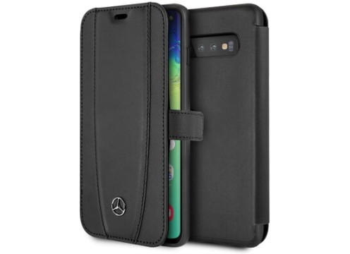 CG Mobile Galaxy S10 Mercedes Logo INFINITY COLLECTION Real Leather Booktype Case - Black