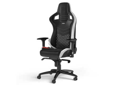 כיסא גיימינג משרדי עור אמיתי Noblechairs EPIC Real Leather שחור/לבן/אדום