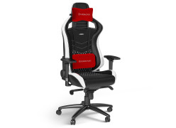 כיסא גיימינג משרדי עור אמיתי Noblechairs EPIC Real Leather שחור/לבן/אדום