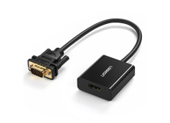 מתאם UGREEN HDMI (in) Female to VGA (out) Male with 3.5mm and micro USB Converter
