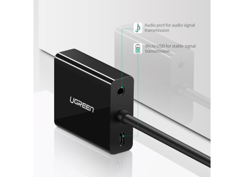 UGREEN HDMI (in) Female to VGA (out) Male with 3.5mm and micro USB Converter