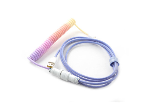 כבל USB-A ל-USB-C מסולסל Ducky Coiled - צבע כחול Afterglow