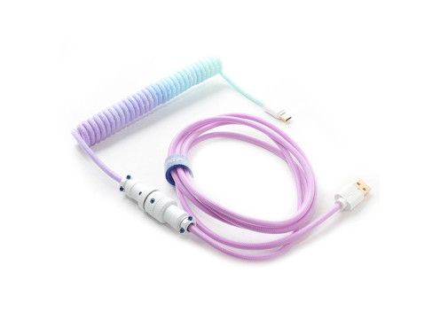 כבל USB-A ל-USB-C מסולסל Ducky Coiled - צבע סגול Azure