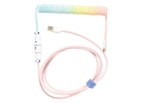 כבל USB-A ל-USB-C מסולסל Ducky Coiled - צבע ורוד Cotton Candy