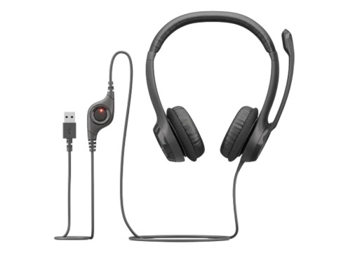 אוזניות קשת חוטיות Logitech H390 USB צבע שחור