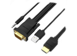Vention HDMI (in) to VGA (out) with Audio + (Micro USB Power Input) - 3M Cable