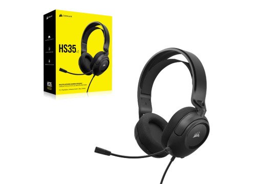 אוזניות קשת חוטיות לגיימינג Corsair HS35 v2 Multiplatform Carbon צבע שחור