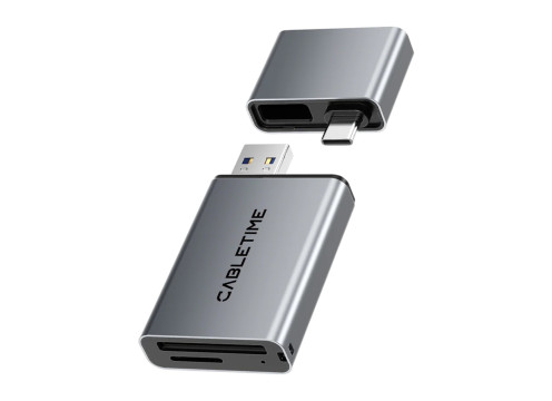 CABLETIME 3-IN-1 USB-A+C to SD|microSD 312Mb/s 4.0 Card Reader