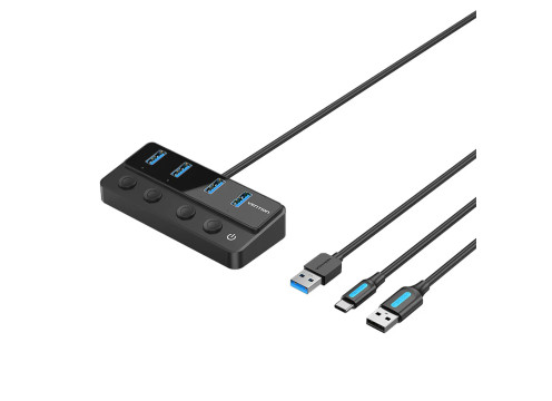 תחנת עגינה Vention USB-A to USB-A x4 | on/off Switches | USB-C HUB