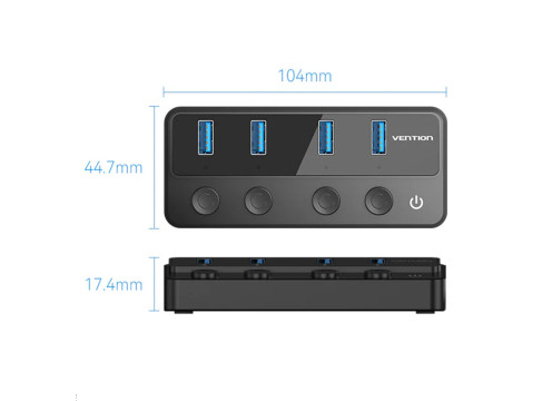 תחנת עגינה Vention USB-A to USB-A x4 | on/off Switches | USB-C HUB