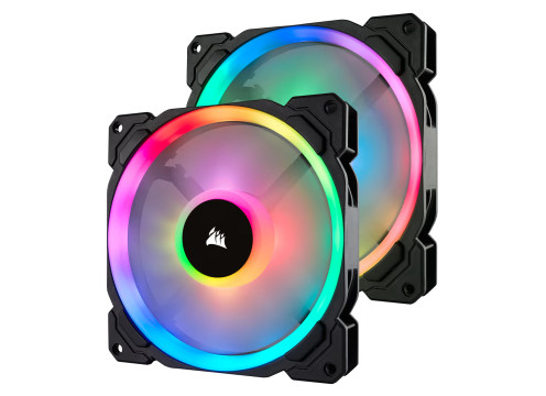 Corsair LL140 RGB 140mm Dual Light Loop RGB LED PWM Fan - 2 Fan Pack with Lighting Node PRO