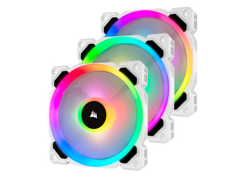 Corsair LL120 RGB 120mm Dual Light Loop White RGB LED PWM Fan - Triple Pack with Lighting Node PRO