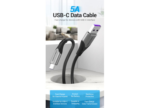 Vention USB-A to USB-C 5A/40W Super Charge 1m Cable