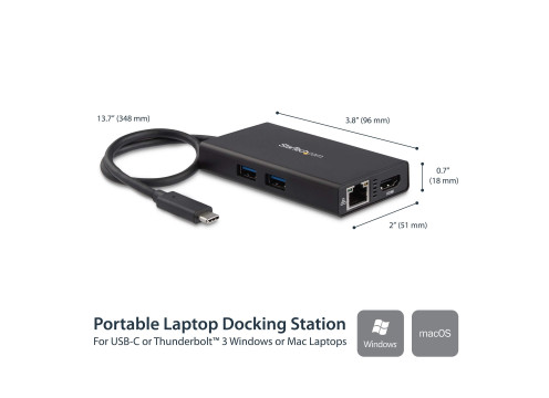 Startech USB-C Multiport Adapter 4K HDMI / 2x USB-A Ports / 60W / 1G lan MAC & Windows