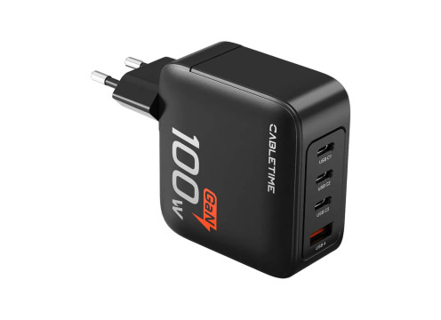 מטען קיר CABLETIME 100W GaN PD3.0 USB (C+C+C+A)