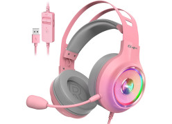אוזניות קשת עם חיבור USB מבית המותג אדיפייר עם מיקרופון מובנה לגיימינג בצבע ורוד Edifier G4 TE Gaming 7.1 Headset 50mm USB