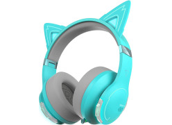 אוזניות קשת אלחוטיות מבית המותג אדיפייר עם מיקרופון מובנה לגיימינג בצבע טורקיז גרסת חתול Edifier G5BT Low Latency Gaming Headphones with NC 40mm