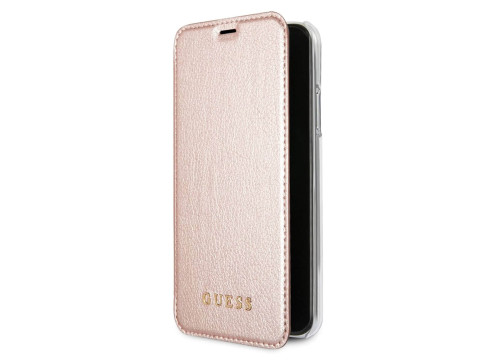 CG Mobile כיסוי ספר מעור לאייפון XR ורוד מוזהב GUESS רשמי