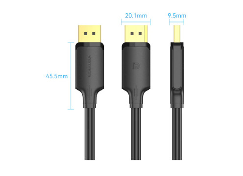 Vention DP 1.2 4K/60Hz 21.6Gbps Gold Plated 1m Cable