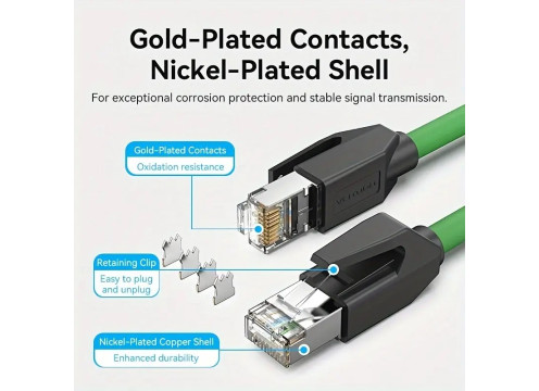 כבל רשת 1 מטר Vention CAT6a SFTP 1M Green
