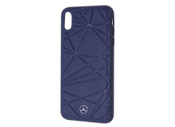 CG Mobile כיסוי קשיח מעור לאייפון X/XS בצבע כחול כהה מרצדס רשמי
