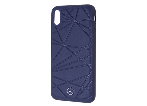 CG Mobile כיסוי קשיח מעור לאייפון X/XS בצבע כחול כהה מרצדס רשמי