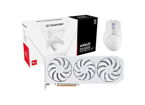מארז - עכבר ALPHYN AM10 + כרטיס מסך PowerColor Hellhound Spectral White RX 9070 XT 16GB GDDR6