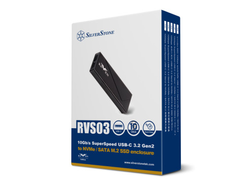 SilverStone USB-C 3.2 Gen2 10Gbps to NVMe/SATA M.2 SSD Enclosure