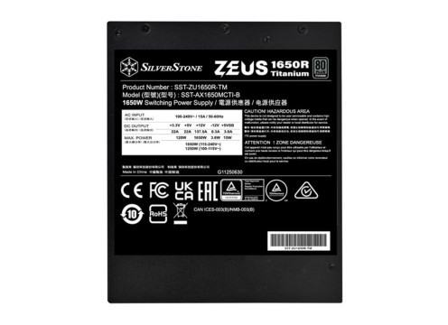 ספק כוח SilverStone ZEUS 1650R 1650W 80+ Titanium