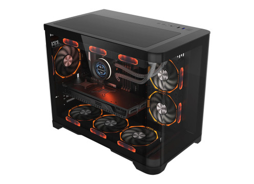 מארז מחשב 1StPlayer UV6 | 3xARGB Fans with HUB+Remote | Black